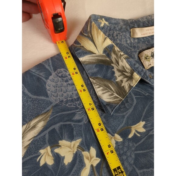 Hawaiian Shirt Mens L Campia Moda Short Sleeve Button Up Blue Pineapple - Picture 6 of 7